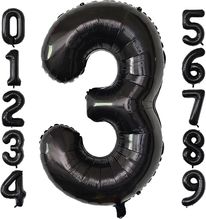 Number Balloons Black Party Balloon by United-UnicornsParty