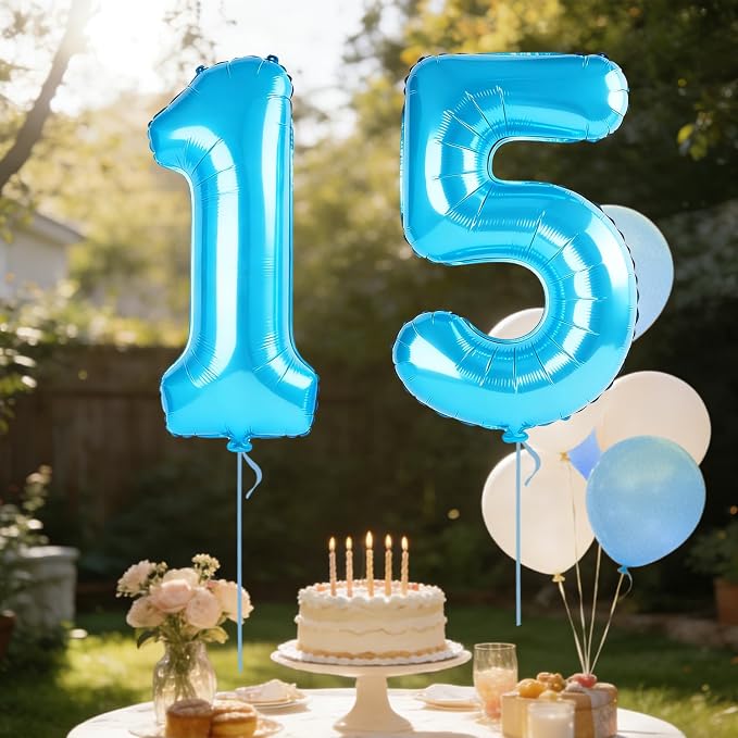 40 Inch Number 15 Balloons for 15th Birthday Party Decorations, 0-100 Jewelry - Image 3