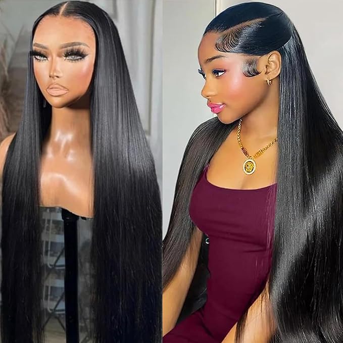 Lemoda 13x6 Straight Lace Front Wigs Human Hair 180% Density 13x6 HD Transparent Lace Front Wig Pre Plucked 15A Brazilian Virgin Glueless Human Hair Wigs for Women 28 Inch