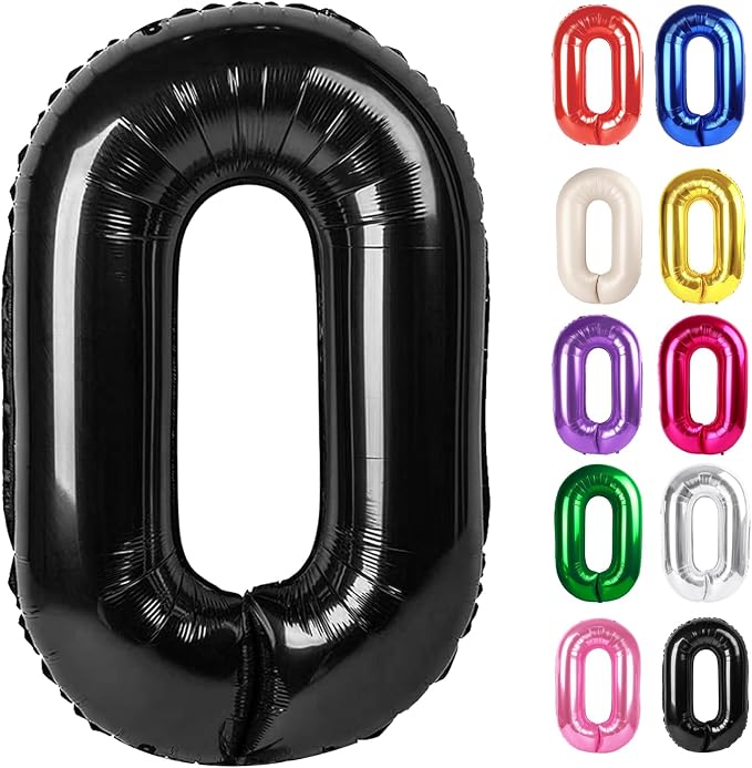 Black Number 0 Balloon 40 Inch by IWERP