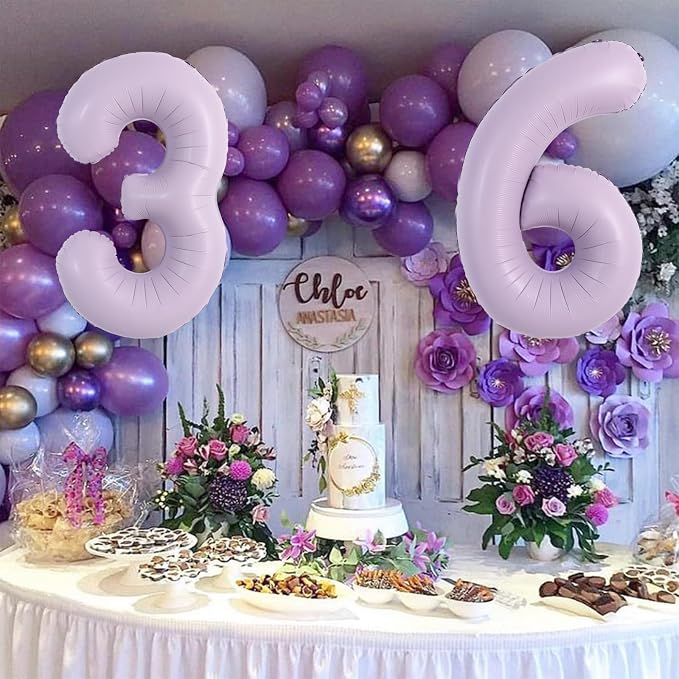 TONIFUL 40 Inch Cream Purple Large Number 3 Balloon - Image 5