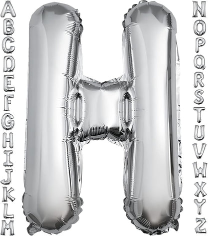 40 inch Silver Letter H Balloon, Big Size Alphabet Foil Mylar Helium Balloons by VHUWE