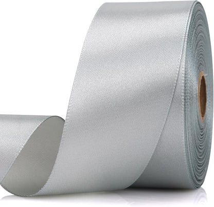 1-1/2 Inch 30 Yards Silver Solid Satin Ribbon by Unknown