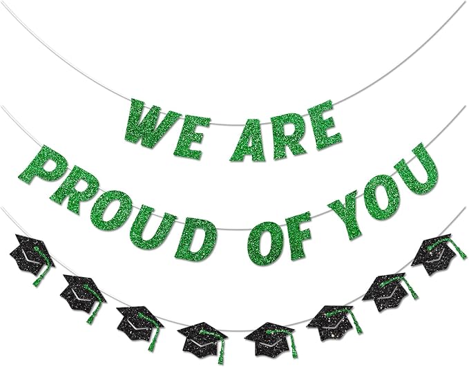 We Are So Proud of You Banner Pre-strung Green Graduation Decorations Class of by Vofrise