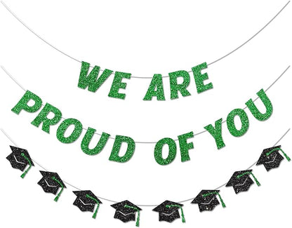 We Are So Proud of You Banner Pre-strung Green Graduation Decorations Class of by Vofrise