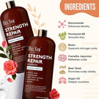 DEL SUR Hair Strengthening Shampoo and Conditioner Set | 16 fl oz Each | with Camellia Japonica, Niacinamide, Provitamin B5 & Biotin | Repair & Hydration for Dry, Weak Hair
