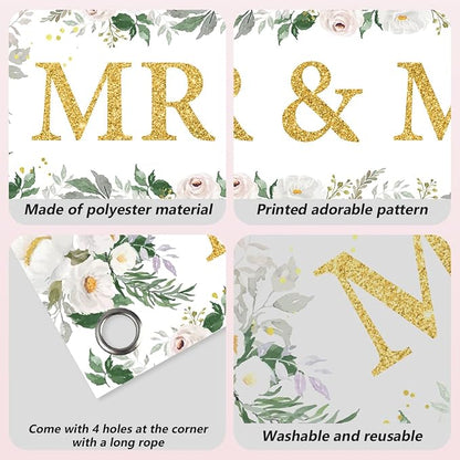 Mr And Mrs Wedding Decor Banner Decorations Party Hanging Sign | Reusable - Image 7