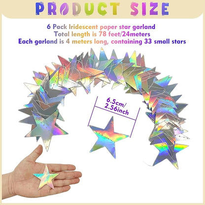 Iridescent Star Garland Party Decorations - Image 2