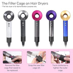 Hair Dryer Filter Replacement for Dyson Supersonic HD01 HD03 HD07 HD08 Models, Hair Dryer Outer Filter Cage Replacement Parts (Black)