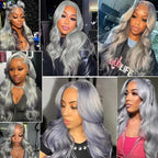Silver Bundle Human Hair Grey Body Wave Bundles Niegmeag Brazilian Virgin Remy Hair 3 Bundles 26 28 30 Inch Double Weft Soft And Silky Gray Body Wave Bundle