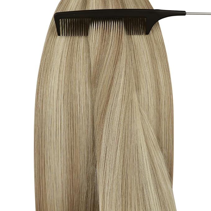 YoungSee Nano Extensions Human Hair Blonde Nano Ring Hair Extensions Warm Ash Blonde Highlights Bleach Blond Nano-Bead Extension Human Hair Cold Fusion Hair Extension 20 Inch for Wedding 50s 50g