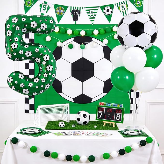 40 Inch Soccer Number 4 Balloons Large Foil Balloon Number 4 Birthday Deco | - Image 5