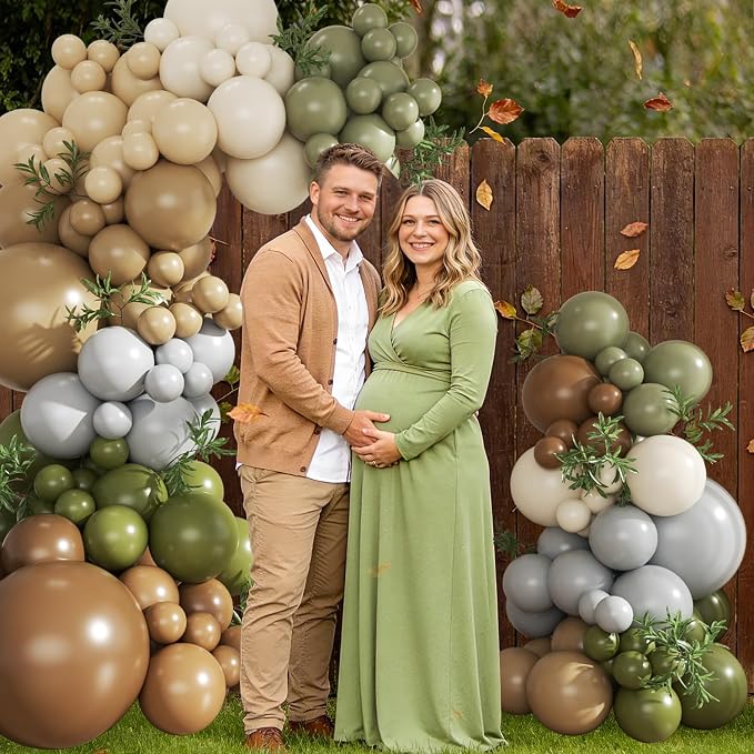 Brown Sage Green Balloon Arch Kit - Image 5