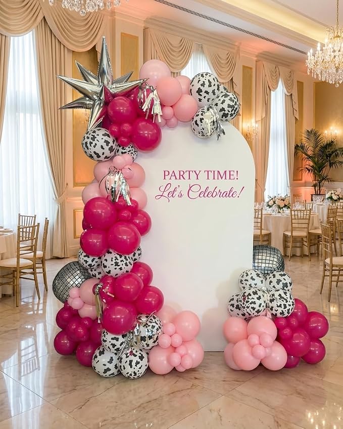 Disco Cowgirl Party Decorations 181Pcs Hot Pink Silver Cowgirl Balloon Arch - Image 7