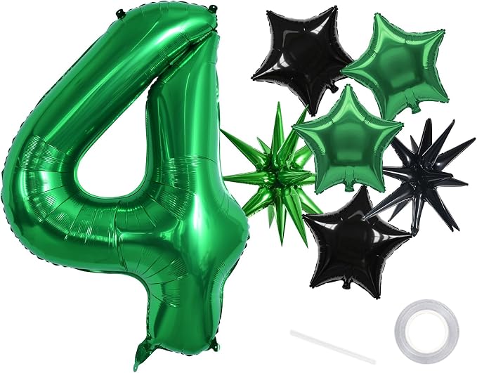 TONIFUL 4th Birthday Balloons Kit 40 Inch Dark Green Large Number 4 Balloon | by TONIFUL