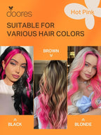 DOORES Hair Extensions Human Hair Tape in, Hot Pink 14 Inch 25g 10pcs, Tape in Human Hair Extensions Remy Straight Hair Double Side Tape Remy Human Hair Extensions