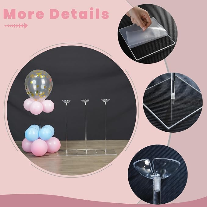 YALLOVE 4-Pack 15.75-Inch Clear Acrylic Balloon Centerpiece Stands | Tabletop - Image 5