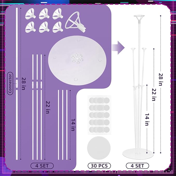 18" Music Notes Foil Balloons Stand Kit 4 Set, Music Latex Birthday Party - Image 3