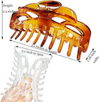 Large Hair Clips for Women Thick Hair Fine Hair Claw Clips Big Strong Holding Long Hair Jaw Clips (Clear and Brown)