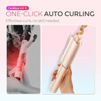 TYMO Cordless Automatic Curling Iron - TYMO CurlGo 1 Inch Beach Waves Rotating Curling Wand, Portable Hair Curlers for Travel, Dual Voltage & Rechargeable Curler for Women, Tangle-Free, Gold Blush