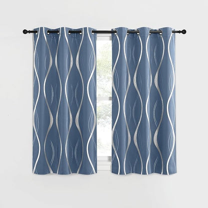 NICETOWN Kitchen Blackout Curtain Panels, Stone Blue, Window Treatment Thermal - Image 2