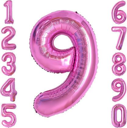 Pink Number 9 Balloon 40 Inch, Sleek Glossy Numeral Party Supplies | Radiant by Unknown