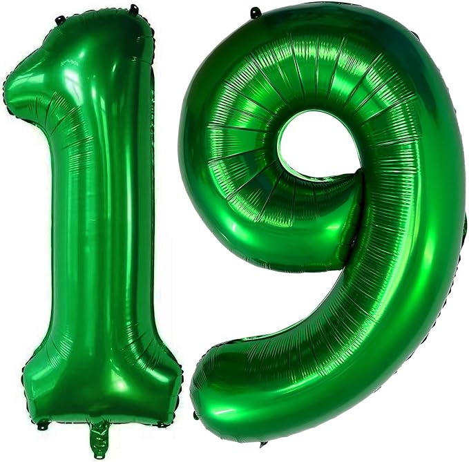 Dark Green 19 Number Balloons, 40 Inch Giant Number 19 Balloons Foil Mylar by Lovoir