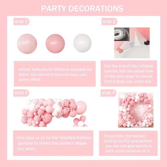 110pcs Coquette Pink Bow Balloon Garland Arch Kit - Image 8