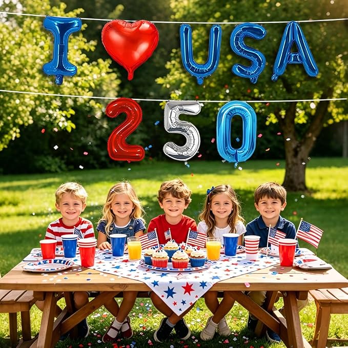 8Pcs 4th of July Decorations, USA 250 Foil Letter Balloons - Image 7