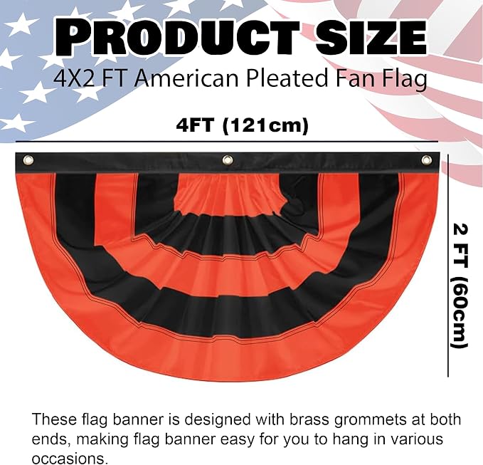 Halloween Bunting Flag 2x4 FT Fully Sewn Orange & Black 5 Stripe - Image 2