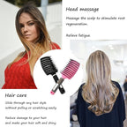 Hair Brush, 2 Pack Boar Bristle, Vented, Curved, Fast Blow Drying, Detangling, Shine & Smooth, All Hair Types, Unisex, Pink & Black