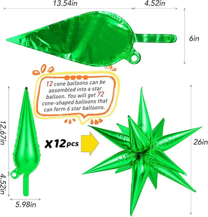72 PCS Red and Green Star Balloons, Big 26 Inch Christmas Star Foil Balloons - Image 7