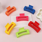 3.5 Inch Square Hair Clips for Women 6 Pack Hair Claw Clips Medium Claw Clips for Thick Thin Hair Rectangle Banana Jaw Hair Accessories for Women Girls -Dopamine
