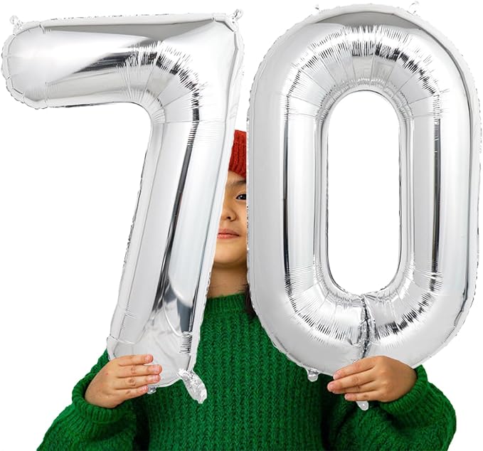 Number Balloons Silver Party Balloon - Image 4