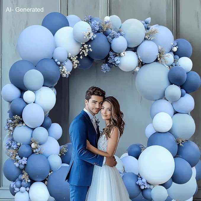 Dusty Blue Balloons Arch Kit, Double Stuffed, Party Decor | Dark Denim Blue - Image 6