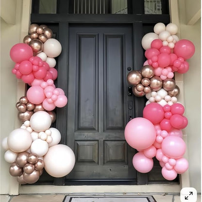 Pink Balloons Set, 12inch Retro Pastel Hot Light Pink Rose Gold White Latex - Image 4