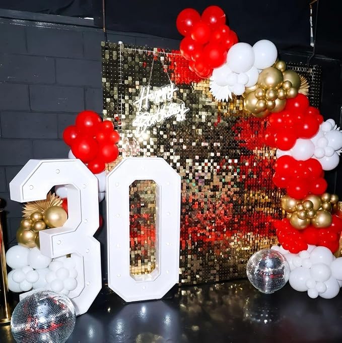 153Pcs Red and Gold White Balloons Garland Arch Kit - Image 5