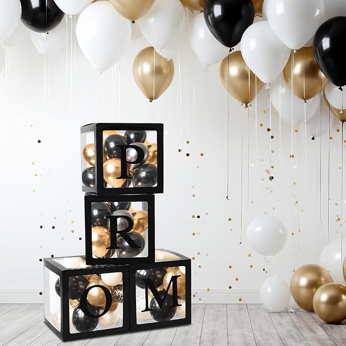 4 Pcs Prom Boxes with Letters 11.8 x 11.8 x 11.8 Inch Clear Prom Balloon Boxes - Image 7
