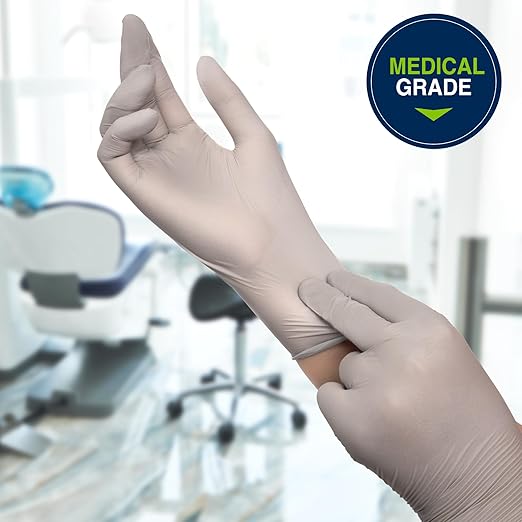HALYARD Sterling SG Nitrile Powder-Free Exam Gloves, 3.7 mil, 9.5 Inches, Gray, X-Large, 41662 (Box of 230)