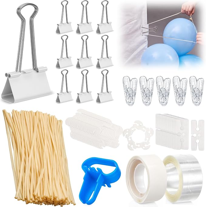 108 Pcs Balloon Arch Kit, 10 White Binder Clips, 50 Clear 260 Balloons | by Unknown