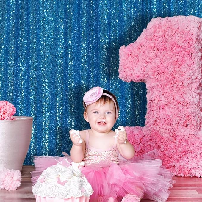 Eternal Beauty Turquoise 3mm Sequin Backdrop 8x10 Ft - Image 6