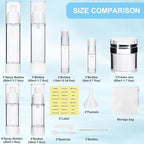 34 Pack Airless Pump Jars Set, 1.7/1/0.7/0.34oz Refillable Travel Size Containers, Leak-Proof Toiletry Bottles for Skincare and Creams, Lotion, Eye Cream, Liquid, Foundation, Shampoo