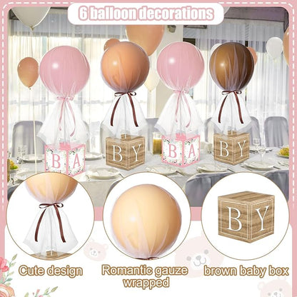 6 Set Pink Brown bear Tulle Tutu Balloon - Image 2