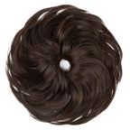 SARLA Messy Hair Bun Hair Pieces Curly Synthetic Updo Fake Scrunchies Ponytail Extension for Women Dark Brown 1PCS
