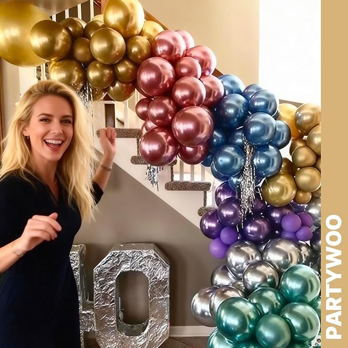 PartyWoo Multicolor Balloons 66pcs Pack Blue and Silver Balloons | Assorted - Image 7