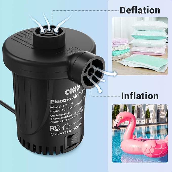 Dr.Meter Air Pump for Inflatables: AC 110V Air Mattress Pump - Image 3