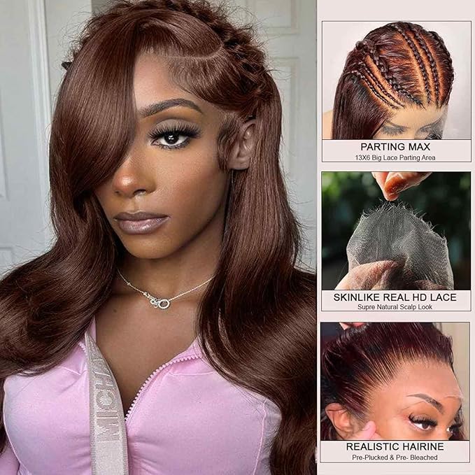 WOWANGEL 13x6 HD Lace Front Wigs Human Hair Body Wave Pre Plucked SKINLIKE 0.1mm Extremely Thin Real HD Lace Front Wigs 250% Density Glueless Human Hair Wigs for Women 30 Inch
