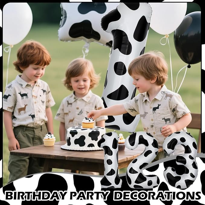 40 Inch Cow Print Number 1 Balloons, Birthday Party Aluminum Foil Balloon - Image 5