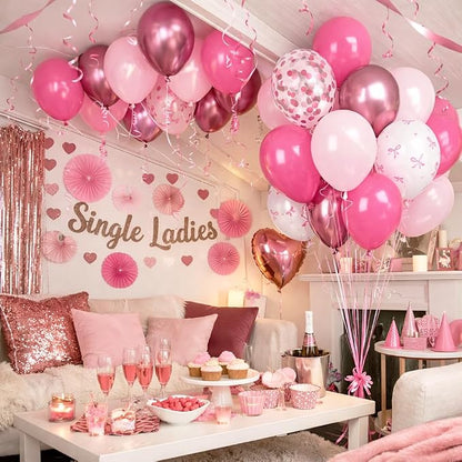Pink Balloon Garland Kit 80Pcs 12 Inch Hot Pink, Light Pink, Confetti and Bow - Image 5