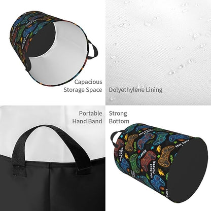 Video Game Controller Colorful Laundry Hamper Bag - Image 3